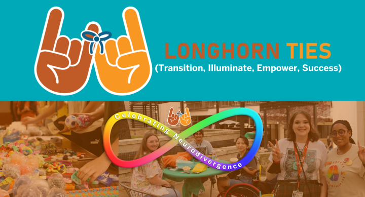 Longhorn TIES logo with student pictures in the background